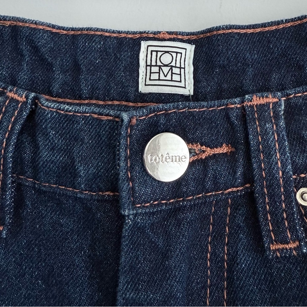 Totême Barrel Leg Jeans Raw Blue Wash 26 Organic Cotton High Rise Made in Italy - Picture 7 of 16
